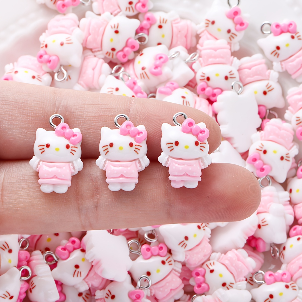 

10pcs Mini Hello Kitty Resin Charms For - Cute Pendants For Necklaces, Bracelets & Earrings