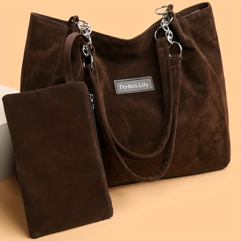 TEMU 2-piece Set Of New Women's Vintage-style Shoulder Bags, Soft Texture Elegant Tote Bag, Lightweight Daily Commuter Handbag, Shopping Travel Phone