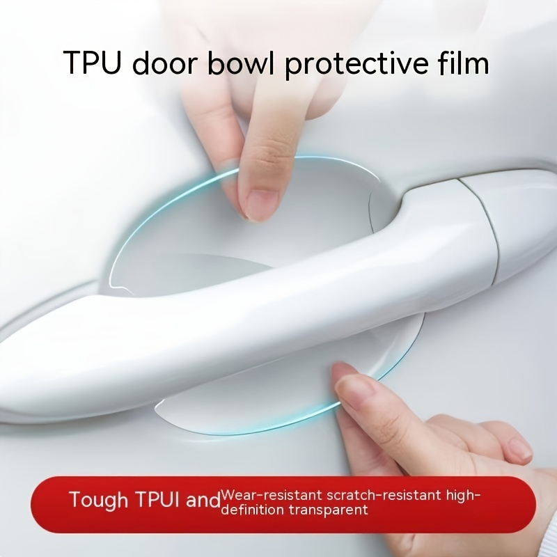 

8-piece Set Tpu Door Bowl Protective Film For Vehicles - Clear, Anti-scratch Handle Protection Decals, Easy To Apply, Vinyl Material