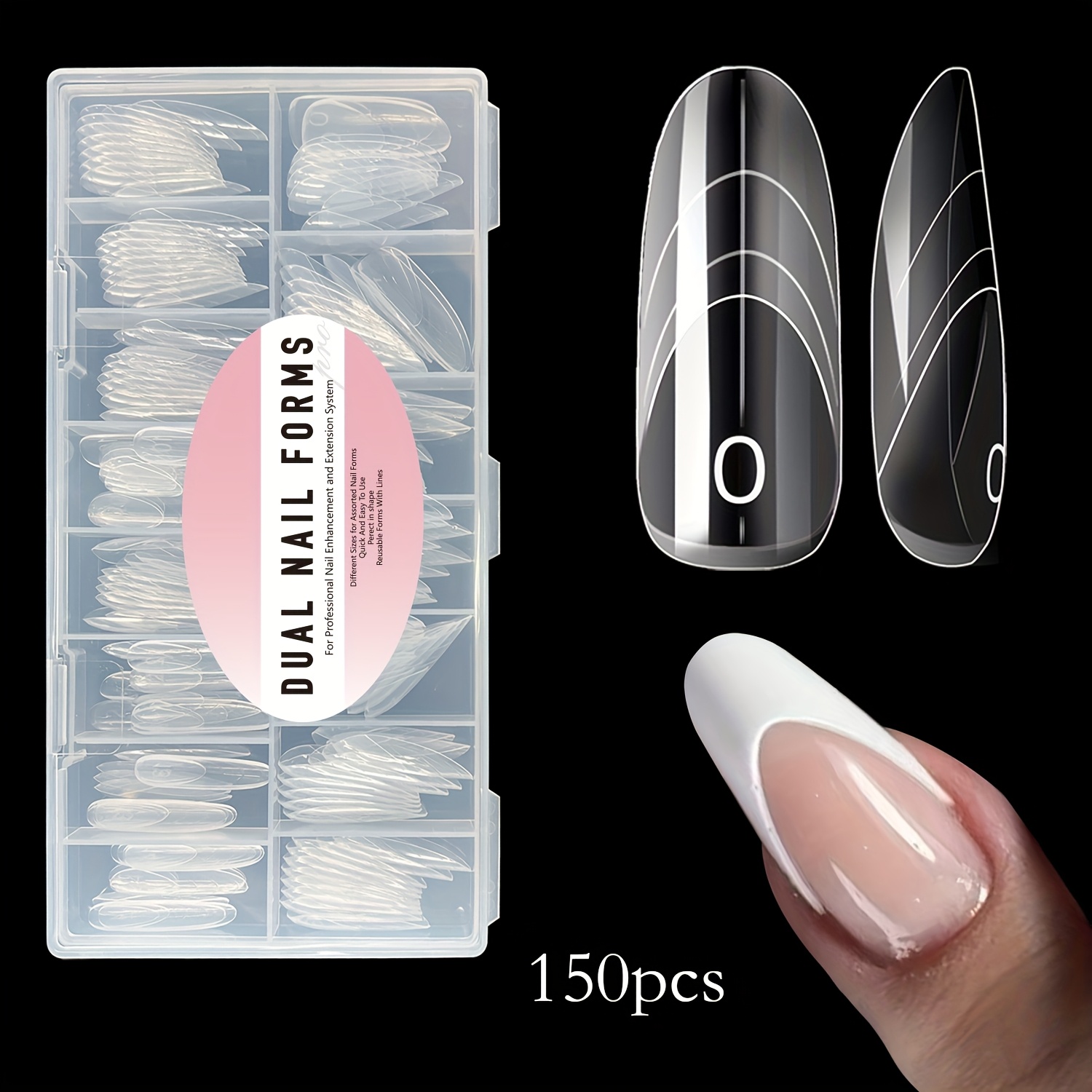 E-shop 150 Stk. Space French Doppel-Nagelform-Verlängerungsformen, transparente ovale Form, perfektes Space French Werkzeug zur Kunstnagelverlängerung