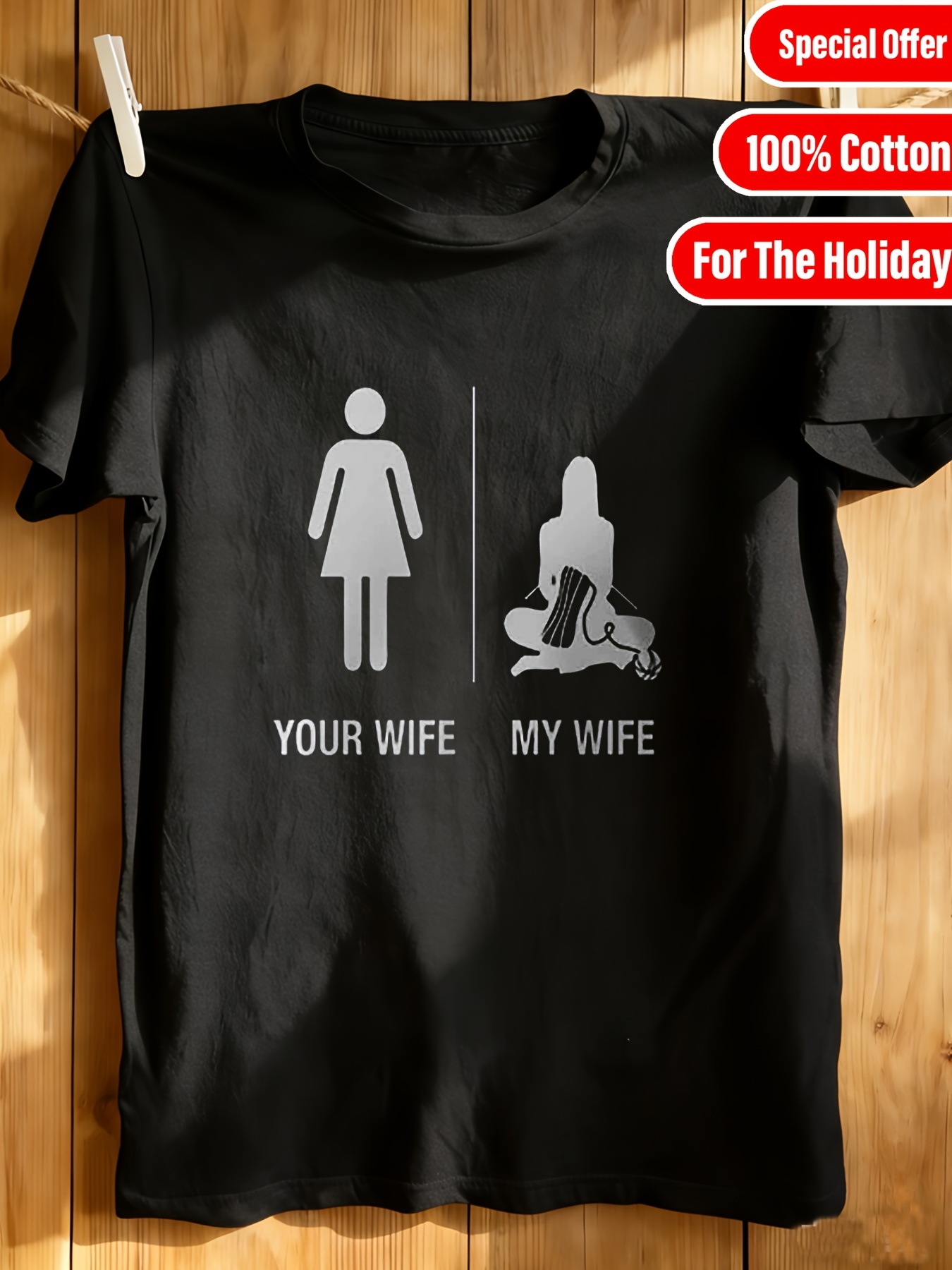 Men S And Women S Your Wife Vs My Wife Gamer   Figures And Game Controller Unisex 100% T-Shirt, Soft,   Casual Streetwear Essential, All-Match   Style