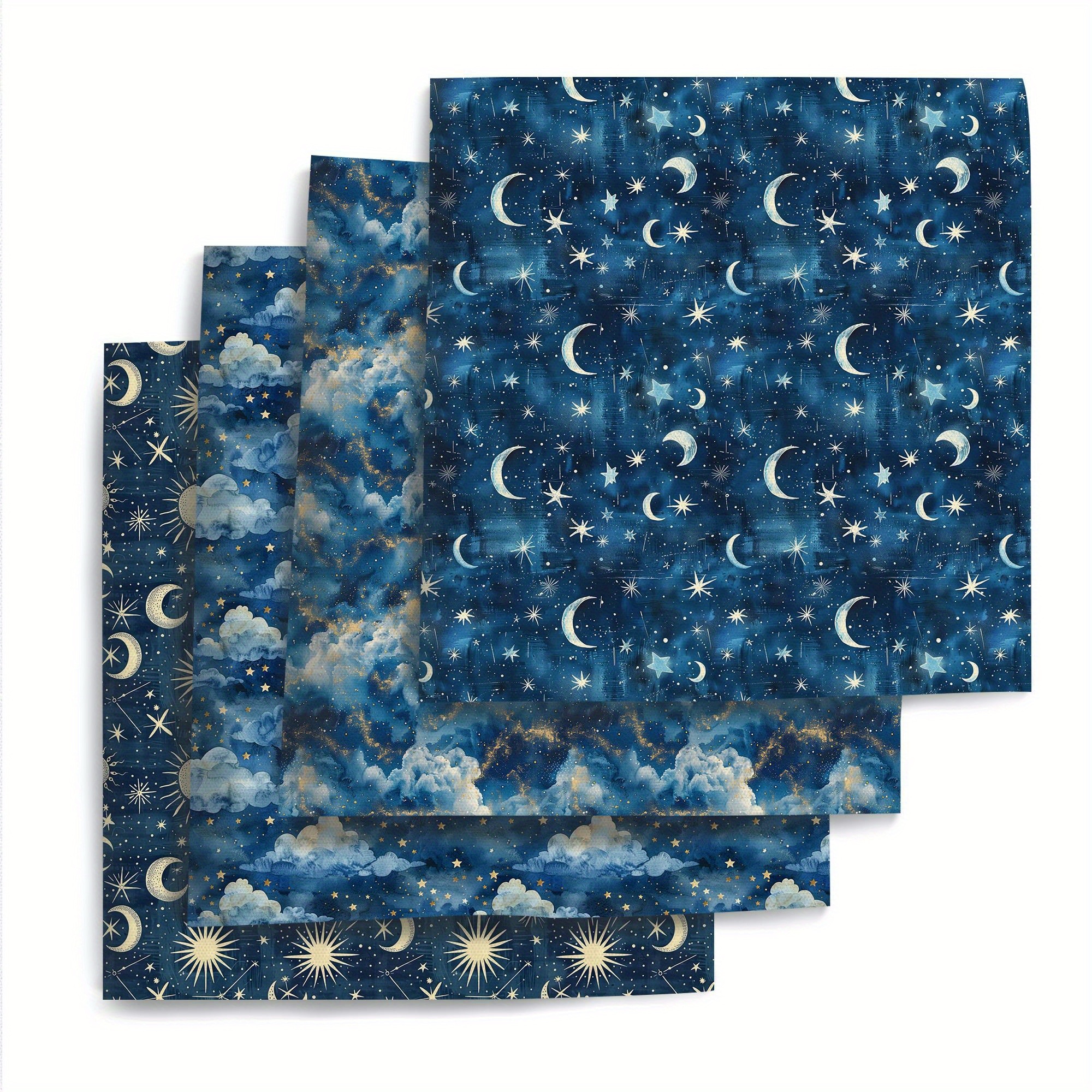 TEMU 4pcs (4pcs) Planet Solar System Galaxy Fabric - Precut Fat Quarter Squares Suitable For , Quilting & Diy Crafts - Solar With Planets, Stars & -