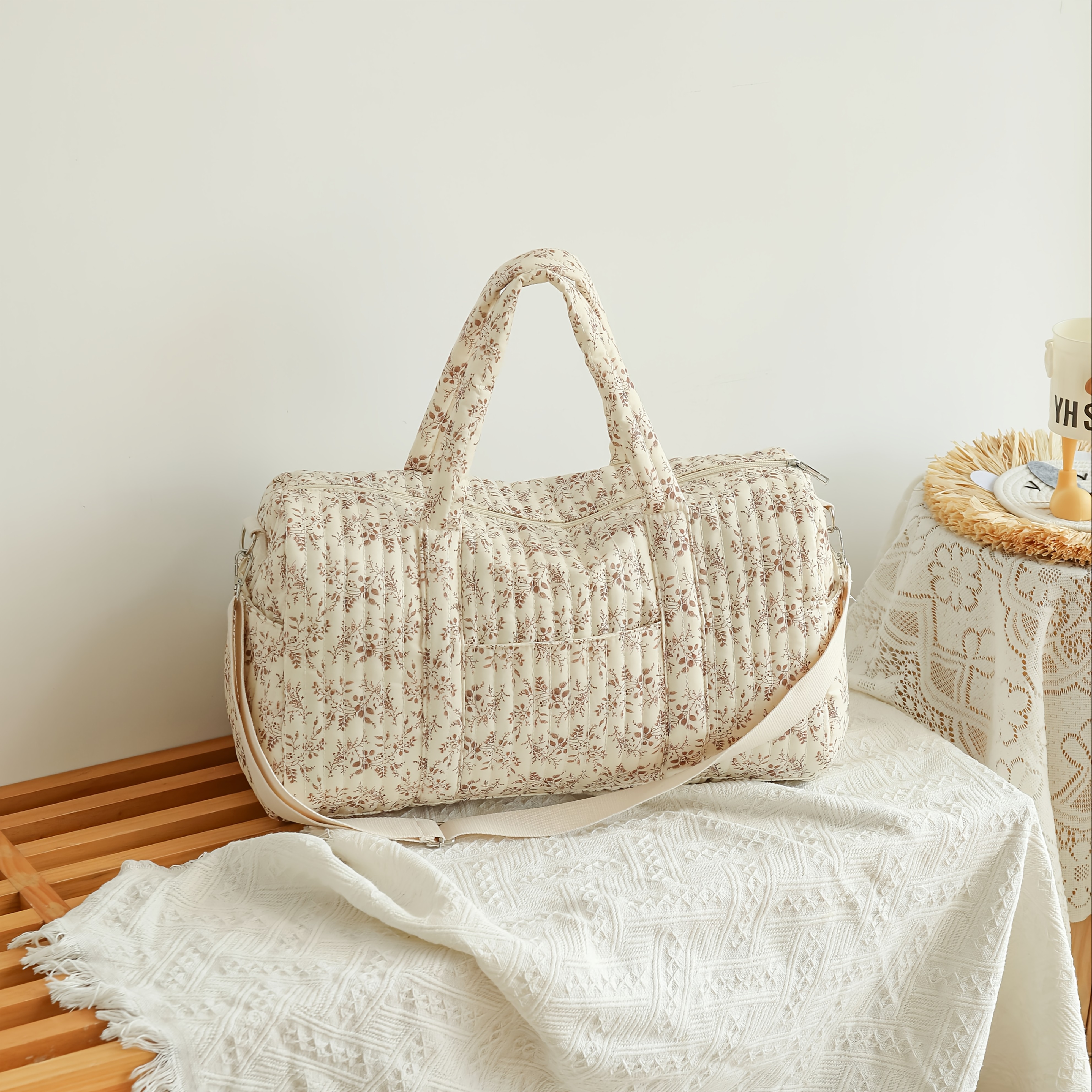 Chic Floral Tote Bag For Moms - Spacious & Lightweight, Perfect For Travel With Essentials