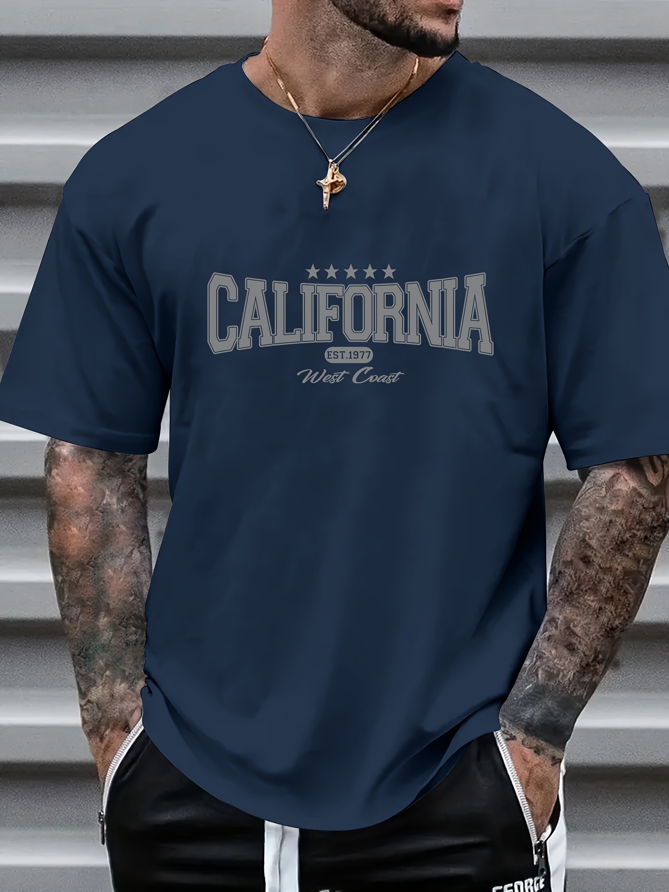 Camiseta Informal Manga Larga Estampado California Hombre - Temu