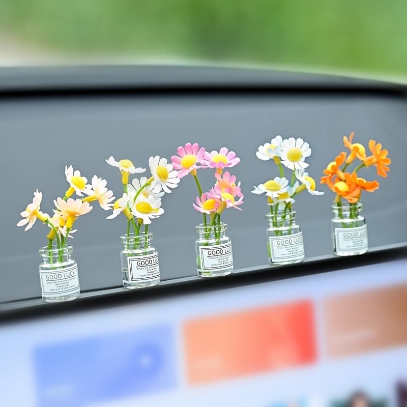 

5-pack Self- Mini Glass Vases, Car Dashboard Decor, Console Screen Ornaments, Women's Vehicle Decorations