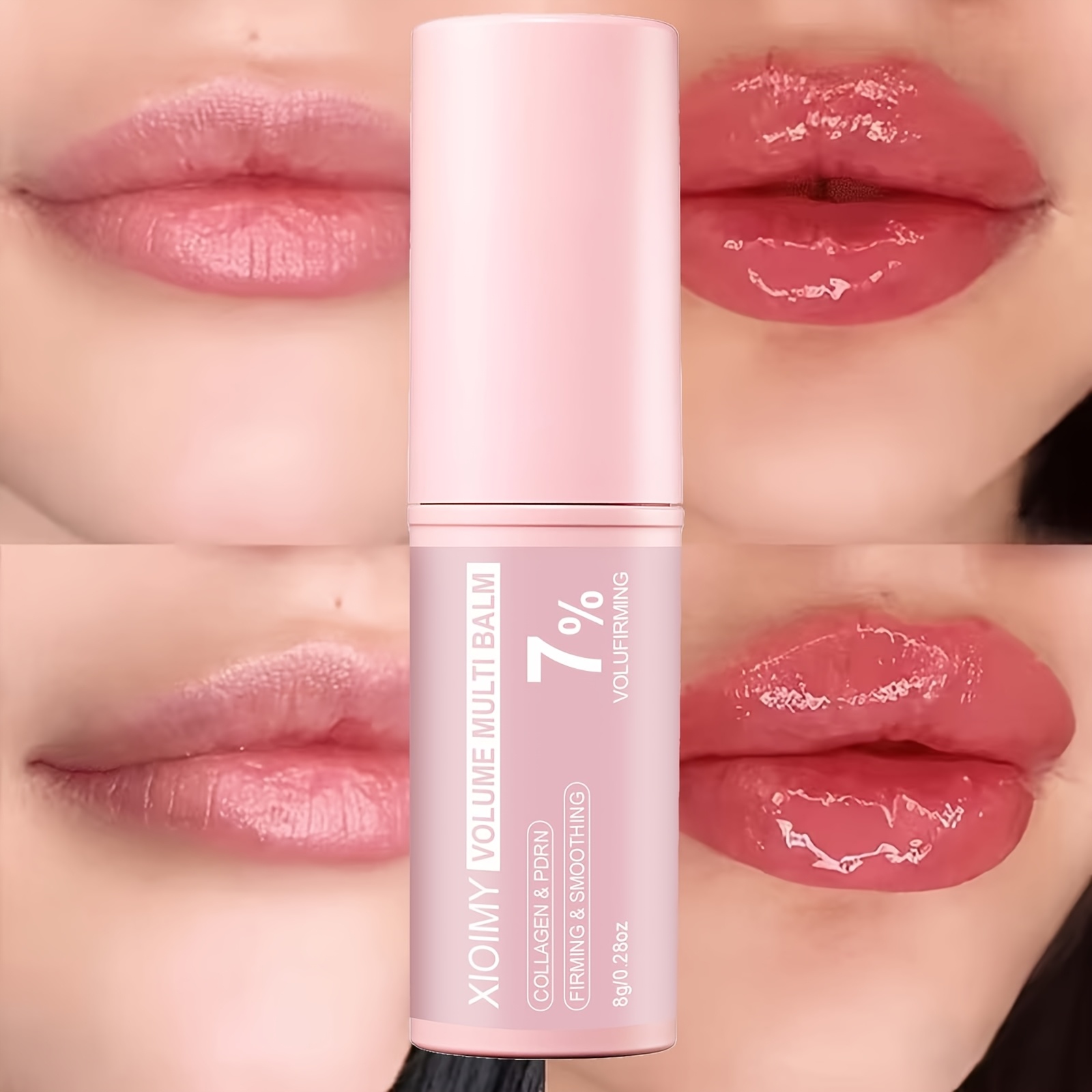 imagen del artículo Barra de bálsamo labial multiefecto rellenador de colágeno rosa PDRN 8g 8g, apta para el área de los ojos, cuello, labios y surcos nasogenianos, hace que la piel parezca más llena, disminuye las líneas finas, rellena los labios y restaura el brillo hidratado