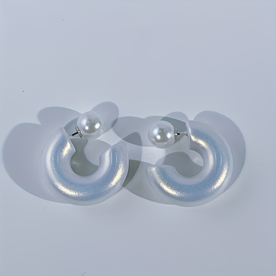 Modern C Shape Dangle Earrings with Golden Accents