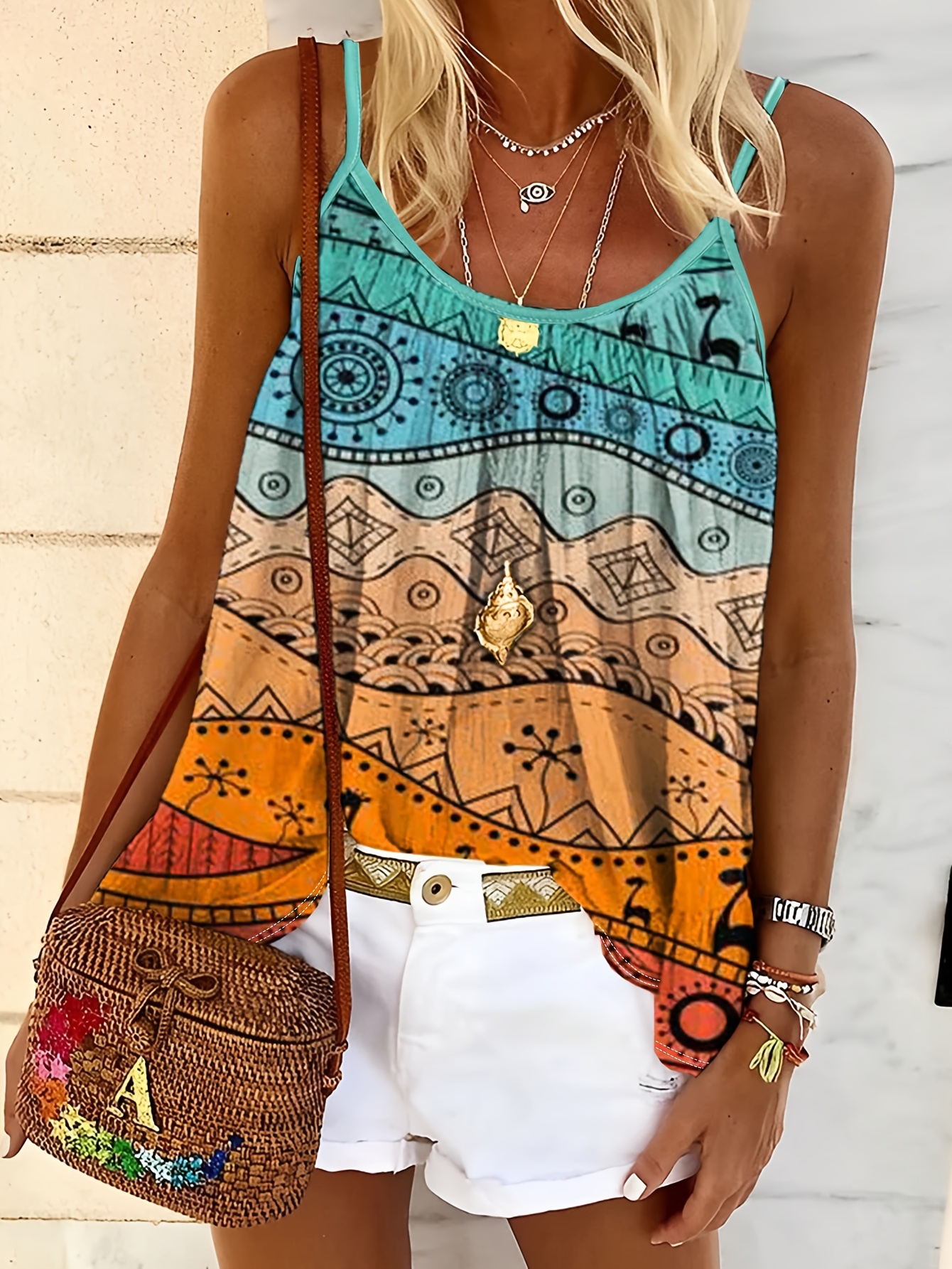 Top De Plage Imprimé - Tank Femme - Taille L - Style Vacances Et Détente - Almost Famous