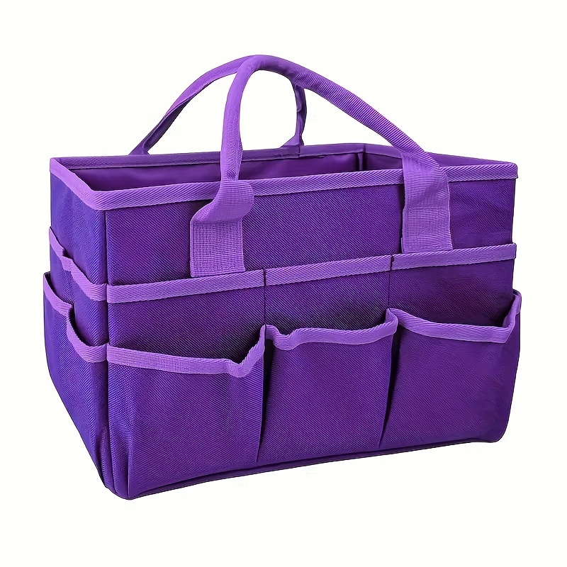 

Grand sac fourre-tout de rangement pour l'artisanat et la couture - Sac à main extensible, portable, multi-compartiments /bleu/violet