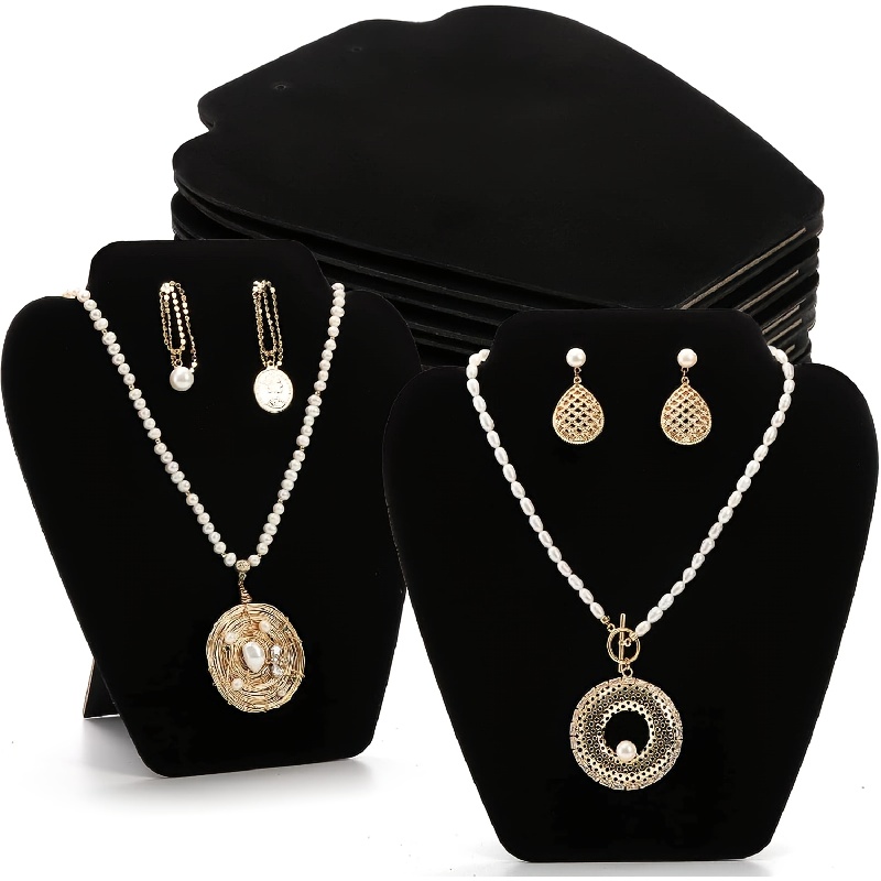 TEMU 2pcs Velvet Jewelry Display Stands, Foldable Necklace And Earrings Holder, Easel Tower, For Showcasing Necklaces, Earrings, Chains & Pendants, Use
