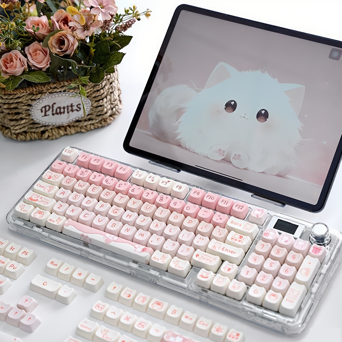 134   keycaps cat shaped mao   cute heat sublimation cross axis compatible with     such as 61 63 64 67 68 71 75 78 82 84 87 96 98 100 104 108 etc Product details 1