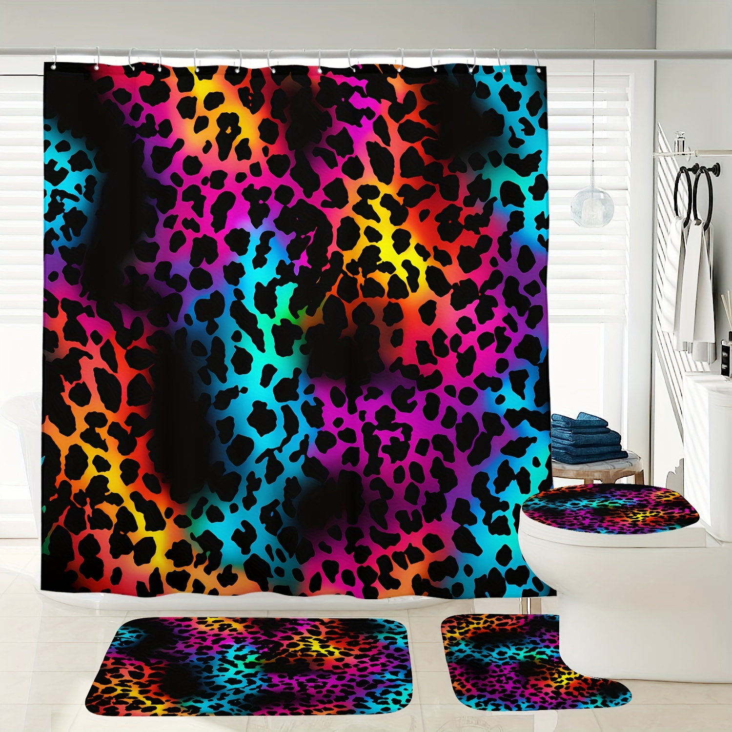 

1/3/4pcs Shower Curtain Set, Bathroom Decor And Bath Mats, Polyester, Includes 12 , Pattern For