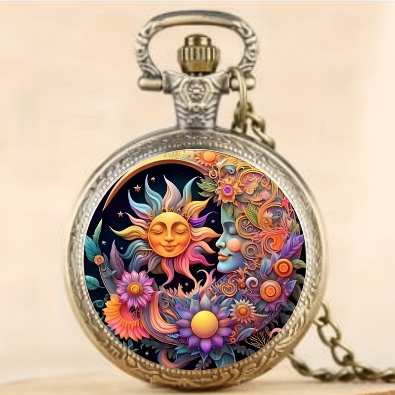     quartz pocket watch fashionable necklace pendant with world time alloy case for ages 15 details 1