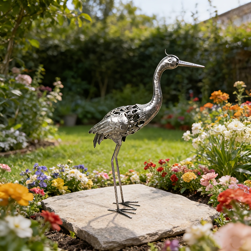 E-shop Ein 60 cm hoher großer stehender grauer Gartenstatue für Außenbereich, geeignet für Hof, Veranda Rasendekoration. Innen-/Außen-Vogelskulptur,
