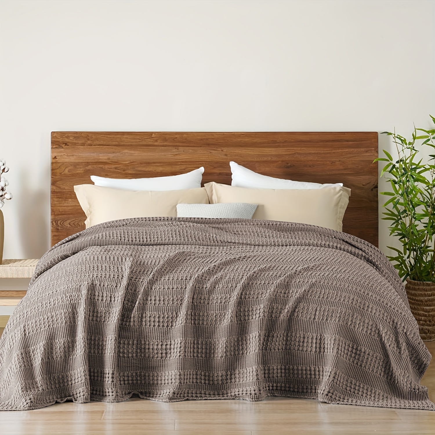 Waffle Weave Bamboo Viscose Blanket King Size Bamboo Fiber Cotton