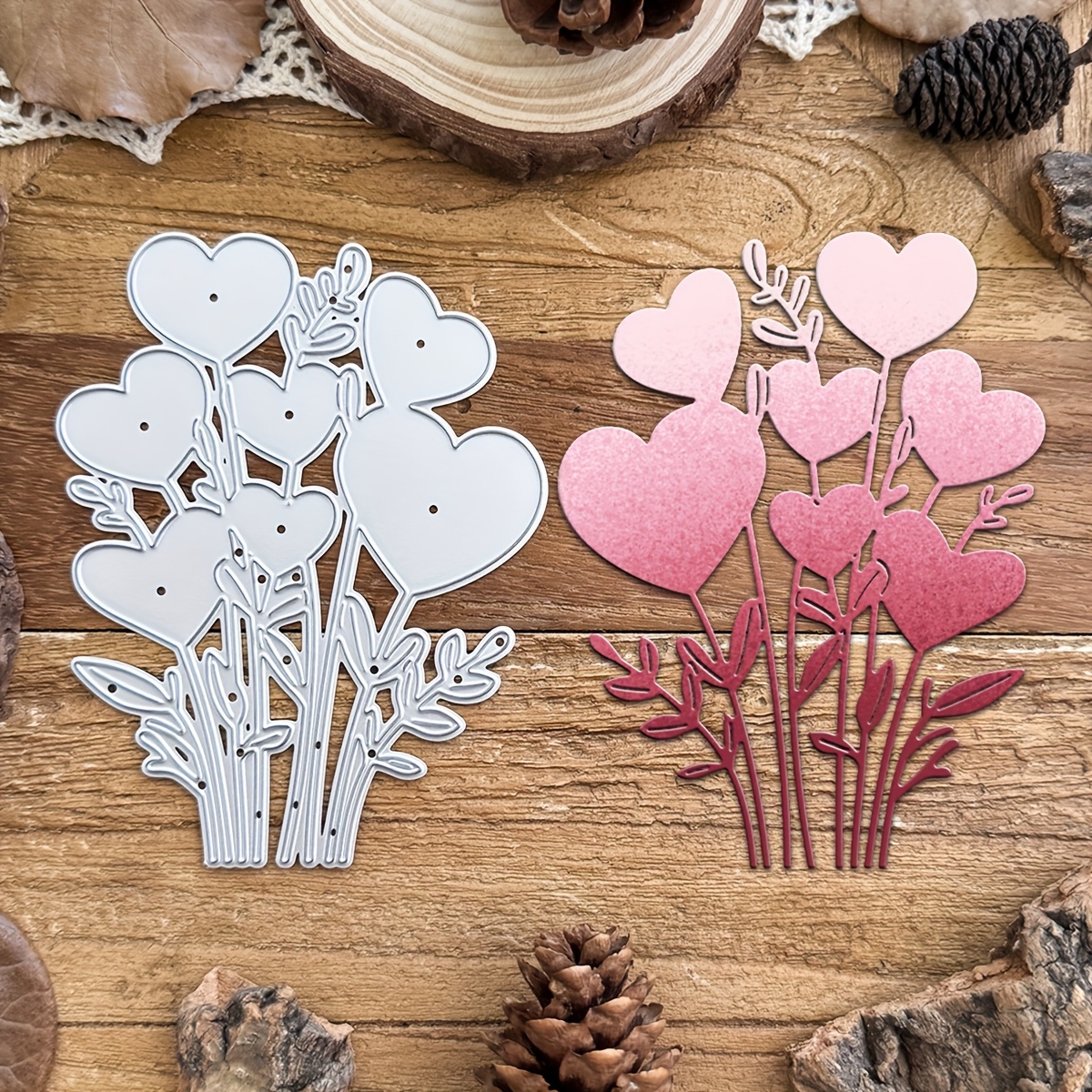 

Valentine's Day Metal Cutting Dies Set - And Leaves For Diy Scrapbooking, Greeting Cards, Home Decor, Handmade Holiday , Album, Handle