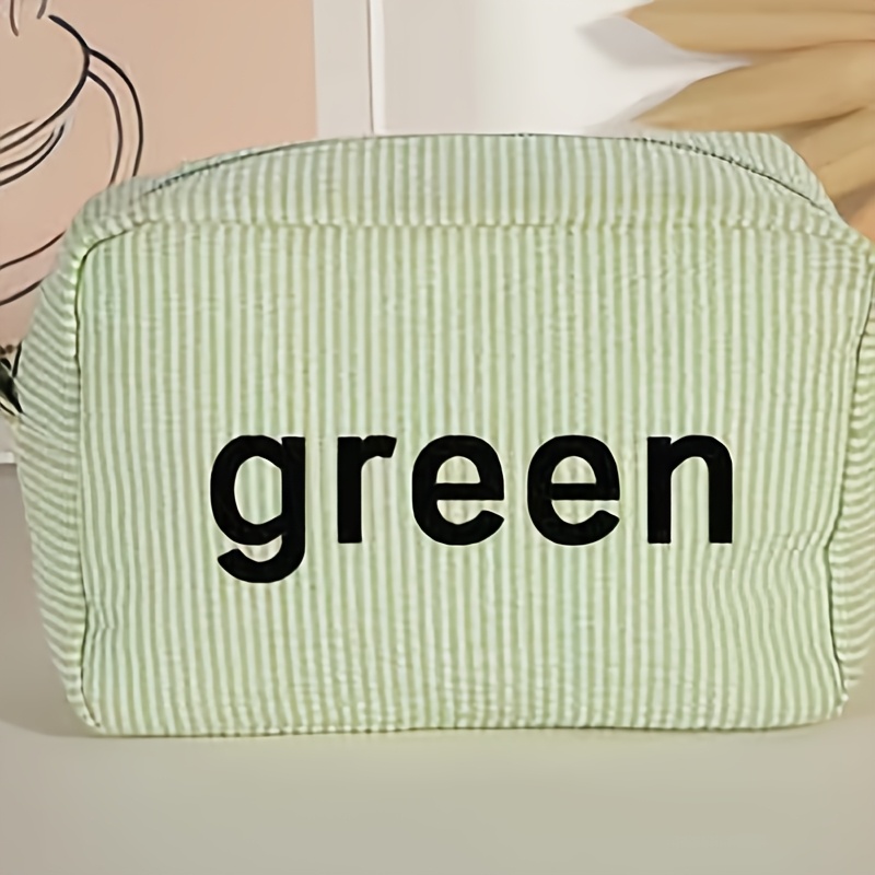 TEMU Personalized Seersucker Makeup Bag Custom Bridesmaid Makeup Bag Bridal Shower Gift Bridal Party Favor Bridesmaid Gift For Her