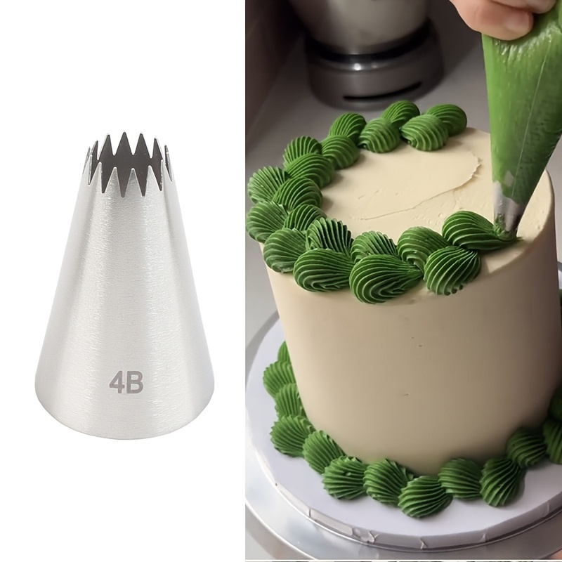 #4b Star-shaped Piping Nozzle, Professional Metal Piping Nozzle, Reusable, Suitable For Decorating Cakes, Muffins And Cupcakes