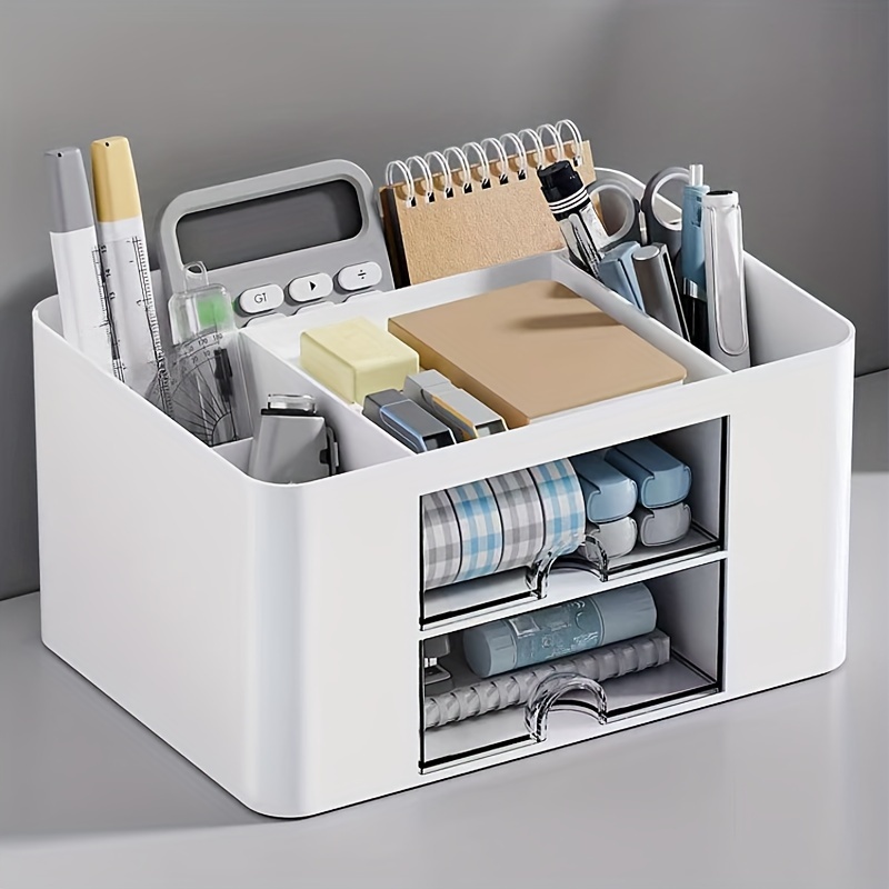 1pc desktop drawer storage   drawer multi compartment storage rack for office      nizing additions stationery sticky notes pens pencil case vanity cosmetic drawer storage box sticky note box paint brush tape paper clip   Product details 1