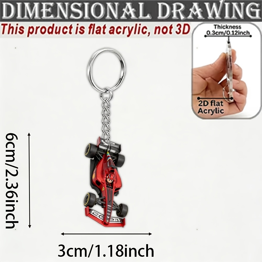 TEMU [2d Flat] [2d Flat] 2d Plane 1pc Cartoon Racing Acrylic Keychain, Suitable For Car Keys, Ordinary Keys, Holiday Gifts, Decoration, Unisex, Is A