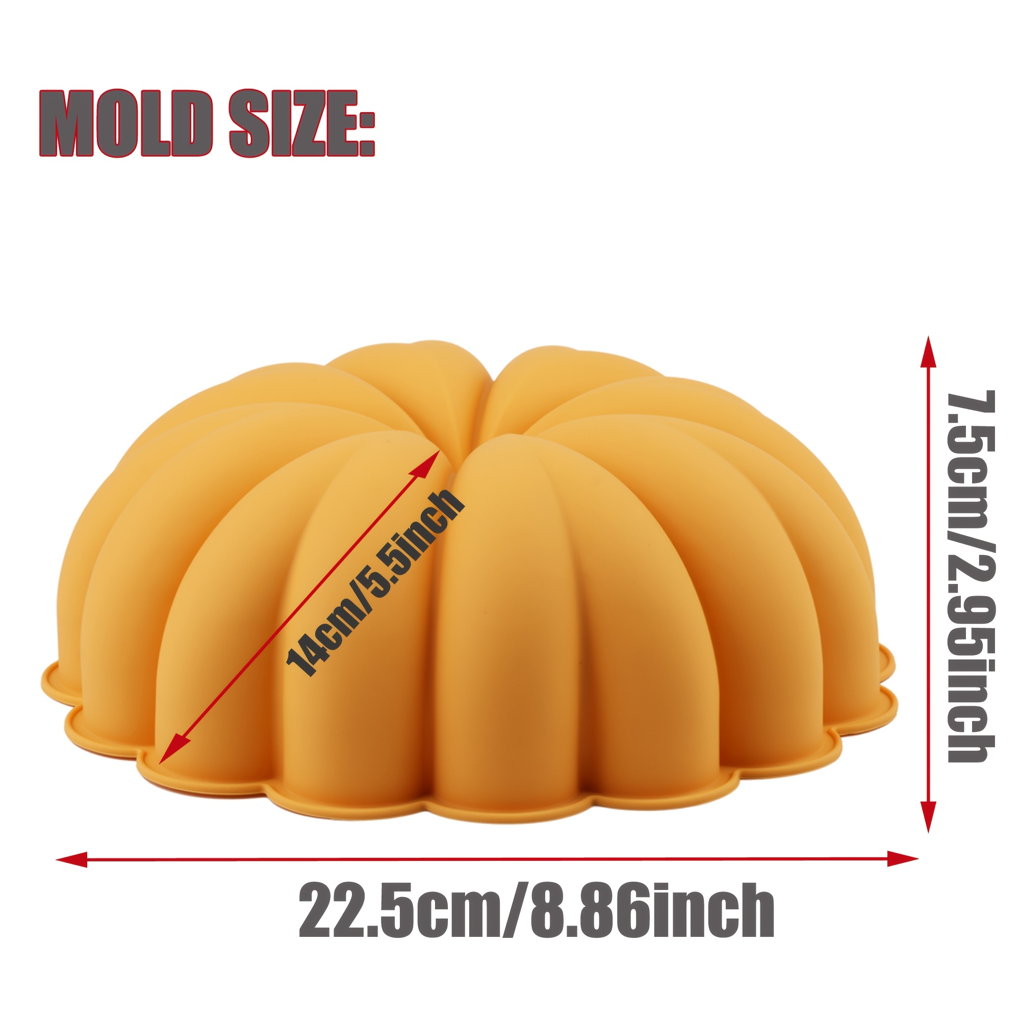 9inch Silicone Round Cake Pan, Large Pumpkin Shaped Silicone Cake Mold For Making Gelatin, Bread, , Chiffon, 1pack