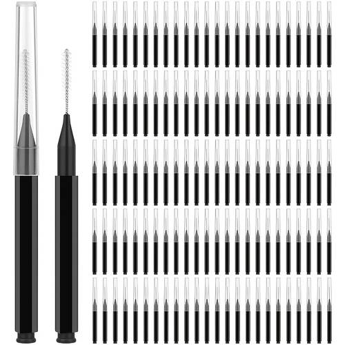 120pcs micro eyebrow brush with cap eyebrow tinting brow lifting brush professional makeup kit for eyebrow lamination and care