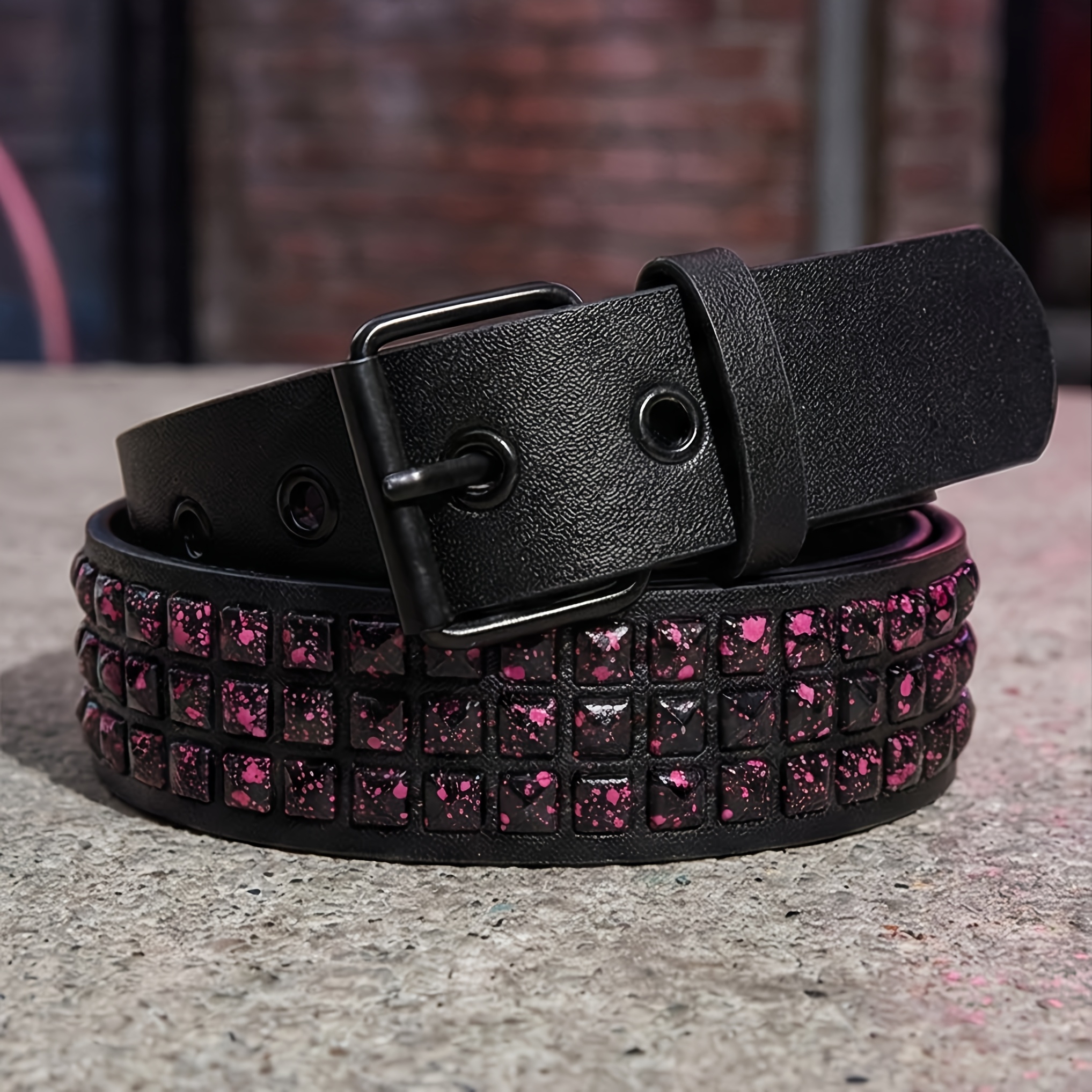 colored studded belts sold on Temu United States display picture 1