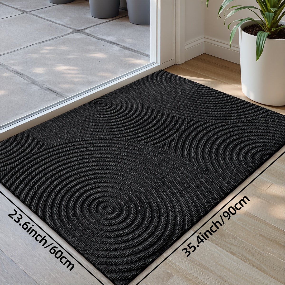Image of 1pc Door Mat Entryway Mat, Solid Color Round Pattern Door Mats Indoor Front Door Rugs, Non Slip Low Profile Washable Door Mat For Entry, Patio, Home Decoration