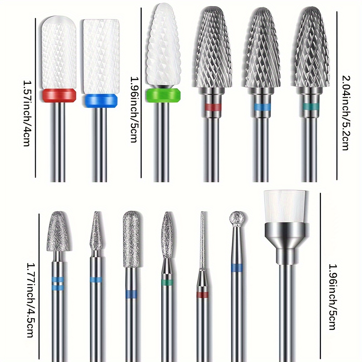 Nail Drill Bits Set for Acrylic Nails with Diamond Carbide Tools