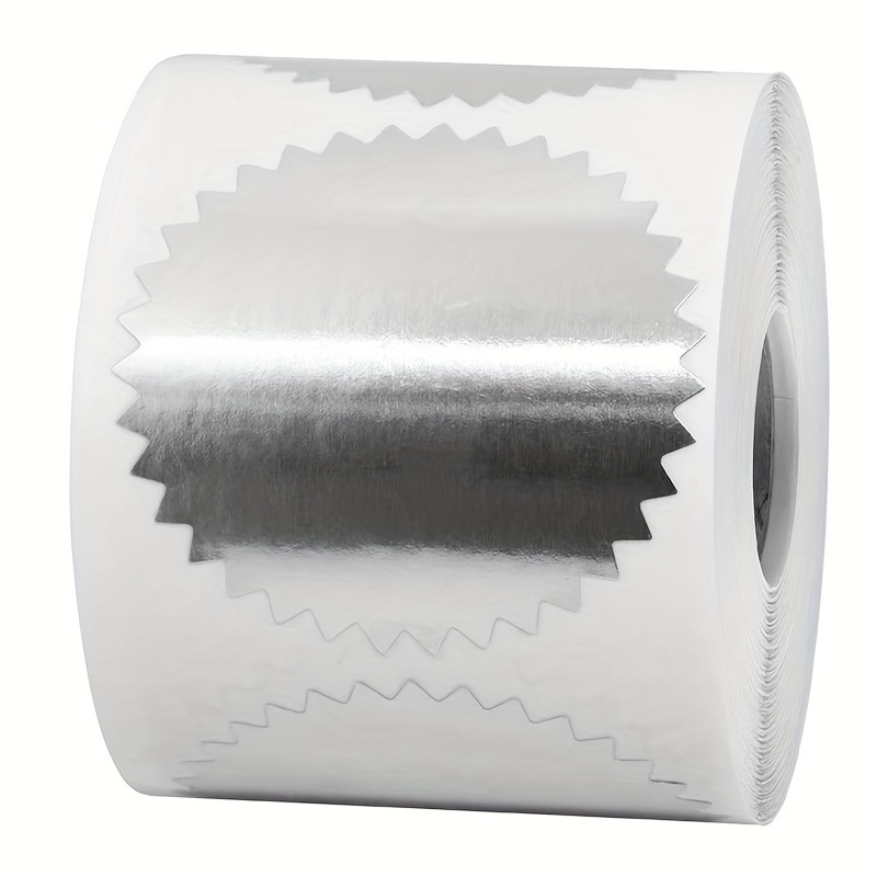 Image of 250pcs/roll, 2-inch Round Aluminum Foil Embossed Sticker Blank Certificate Seal Self-adhesive Metal Label With Serrated Suitable For Certificate Silvery