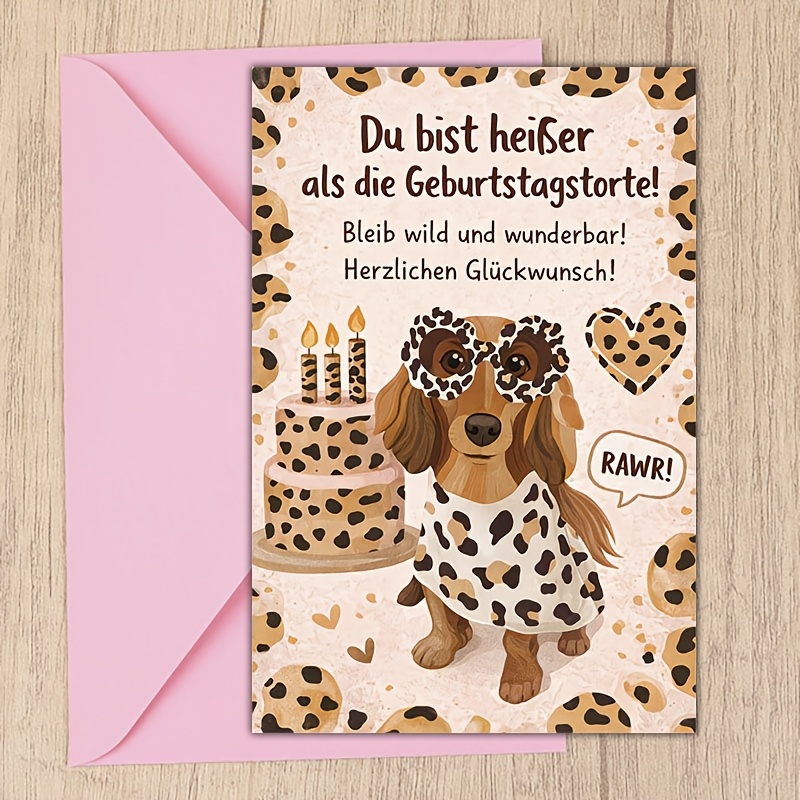 Cute Leopard Print Dog Birthday Card, Designed Specifically For Pet Enthusiasts , Celebrating Birthday Occasions And Anniversaries With Fun And Cards, Party Invitations.
