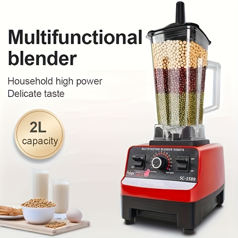 

2l Blender, Multifunctional Kitchen Appliance With Multiple , Square Plastic Container, Us Plug, 110-130v, For Whisking And Blending, Includes Juice Container