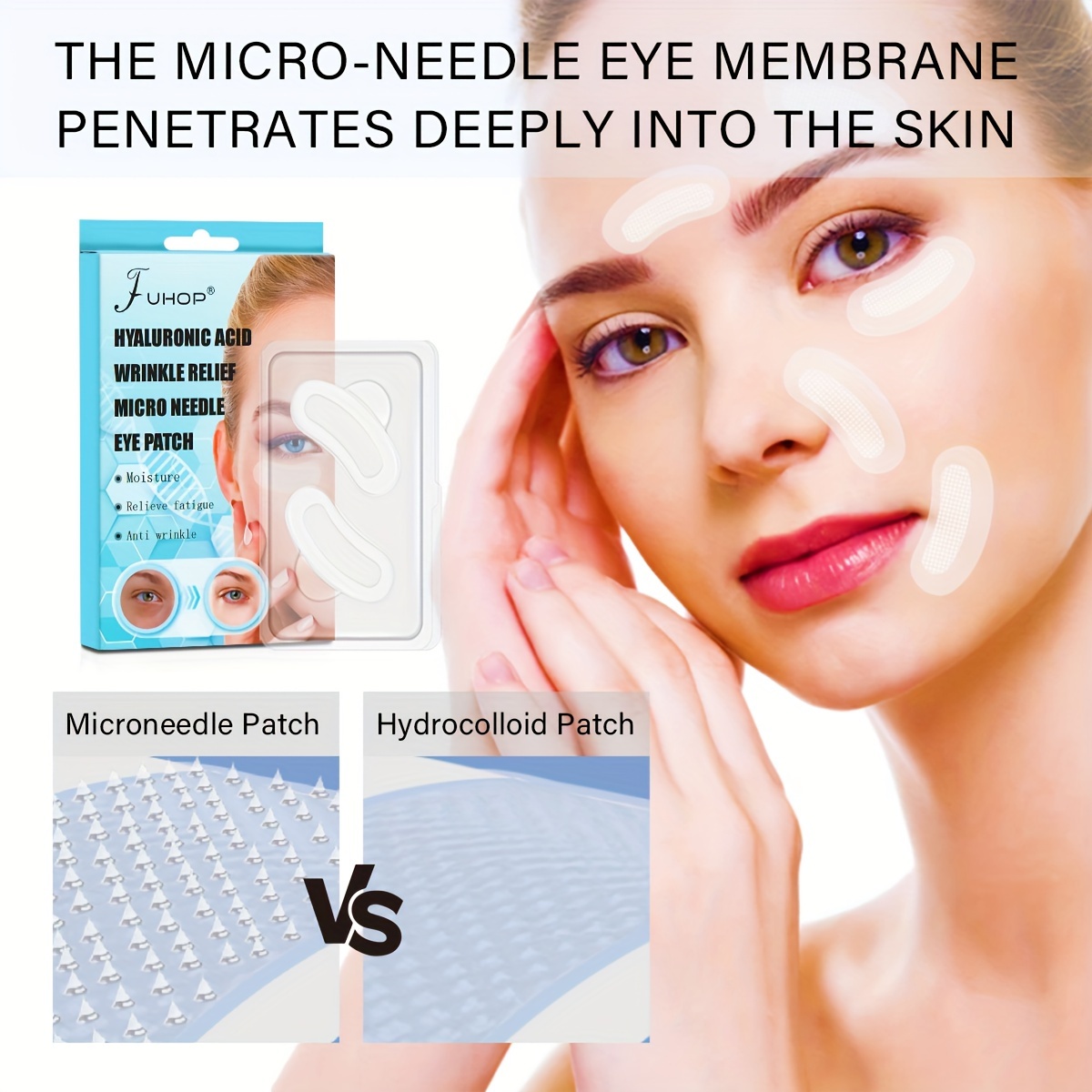 1 Pair Hyaluronic Acid Microneedle Eye Patches, Microcrystalline