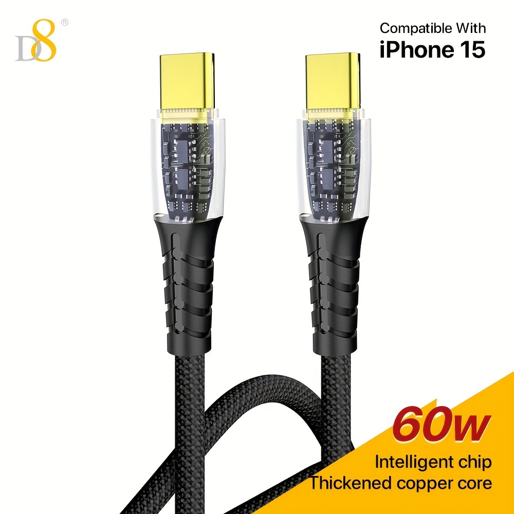 Usb C Usb C Charger E mark Chip Tpe Charging Cable Cable Usb - Temu