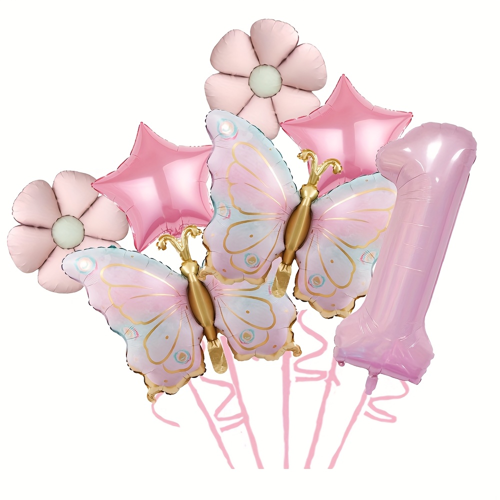 1-9 Numbered Pink Aluminum Foil Balloons Compatible For Birthdays, Showers, Decor - Number 1, 2, 3, 4, 5, 6, 7, 8, 9 Years Party Decorations, For Halloween, Christmas