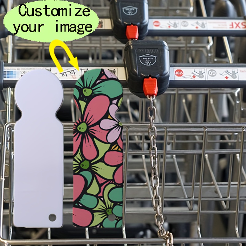 

1pc Customizable Metal Shopping Cart Token Keychain - Double-sided Print With Your Own Image, Flower & - , No Power Required - Ideal For Grocery Stores & Malls - Unique Personalized Gift