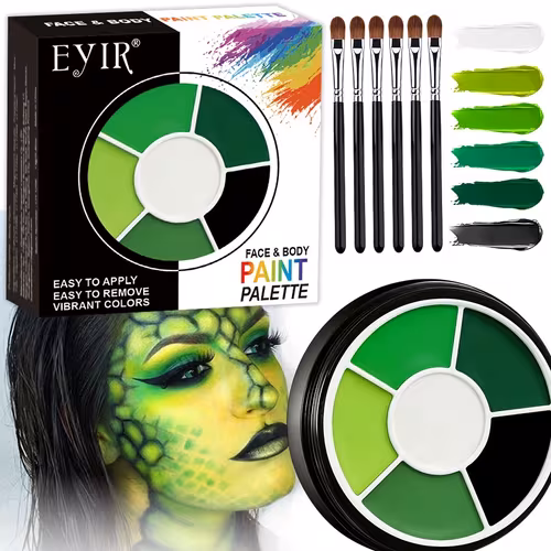 6-Color Face Paint Palette Brushes Set