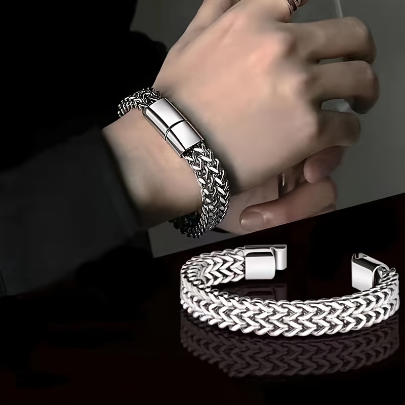 

A Steel Bracelet For Men, Featuring A With A Clasp, A Perfect For 's Day Or For A Boyfriend.