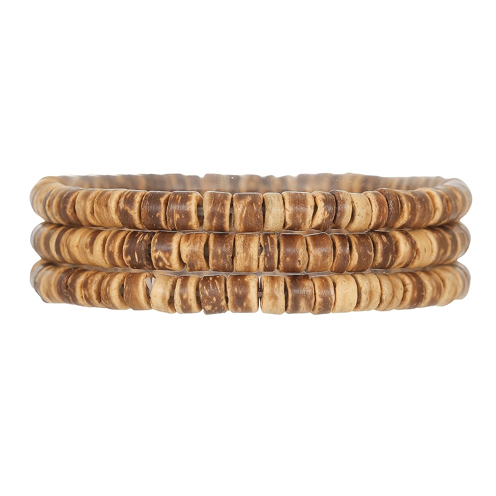 3pcs Vintage Coconut Shell Multi-Layer Bracelet Set