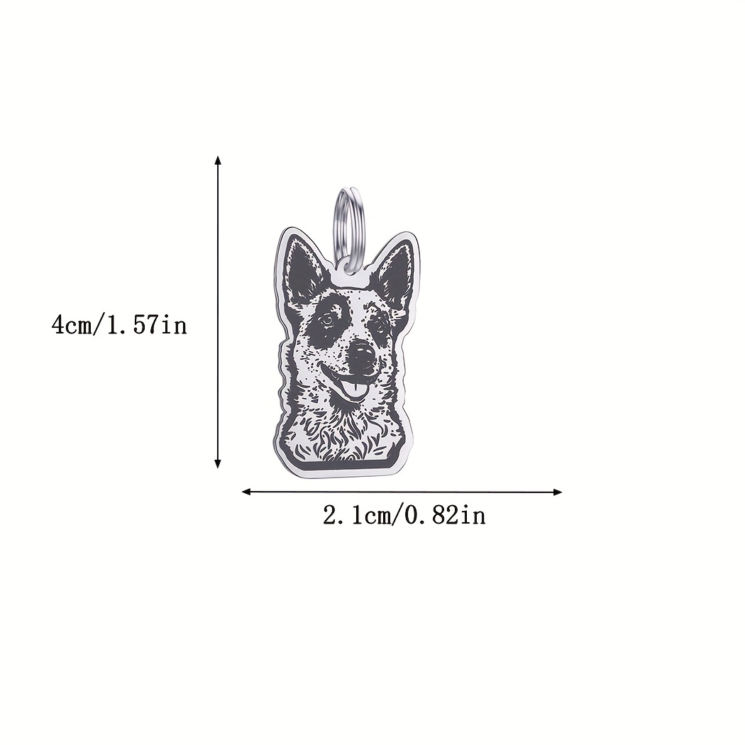 TEMU Personalized Keychain Featuring A Cartoon Red Heeler Dog, A Id Tag, Custom Stainless Steel Keyrings, Perfect Gift For Men And Women