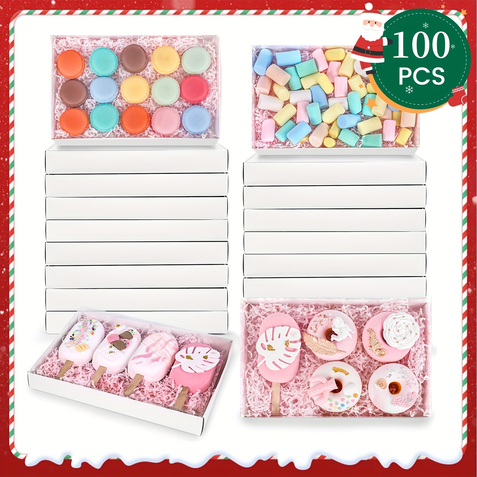 

Shindel 100pcs , 9.5 X 6 X 1.2 Box Clear For Pastries Chocolates Cookies , Christmas Box