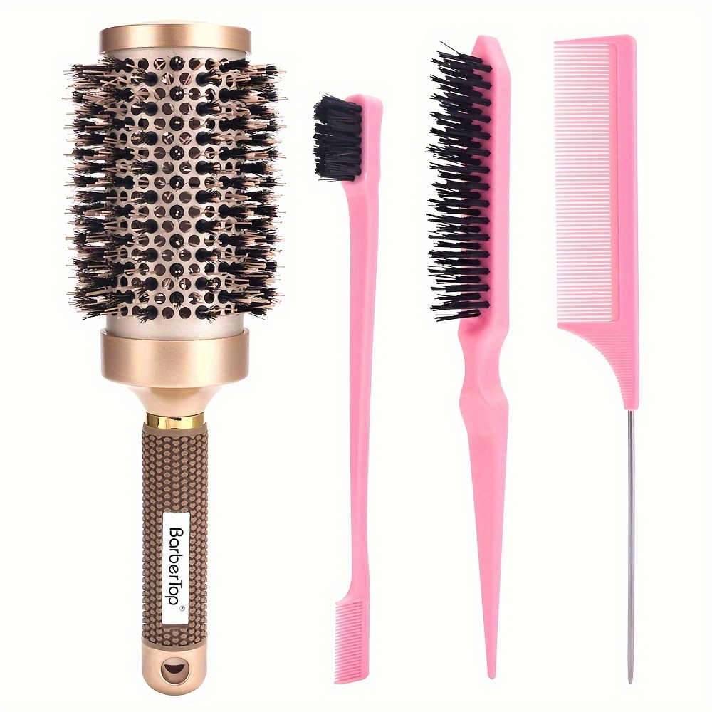 

Medium Round Bristle Brush, And Ion Roller Brush, Used For Blow Drying, Curling And Straightening, Heat Setting+3 Hairstyle Design Comb Sets (tube 2.93-3.31 Inches)