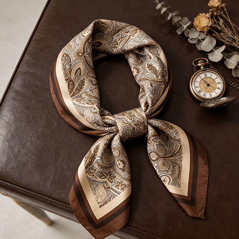 TEMU And Beige Paisley Women' Scarf, Headscarf, And Scarf. The Vintage Paisley Pattern Carries Its Own Romantic Filter. The Fabric Is Draped With A ,