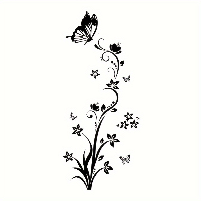 

Floral Butterfly Vinyl Decal Sticker - Waterproof Self-adhesive Pvc Car Sticker For Vehicle, Wall, Laptop, Motorcycle Scratch Protection - Elegant Decorative Decal For Party Gift