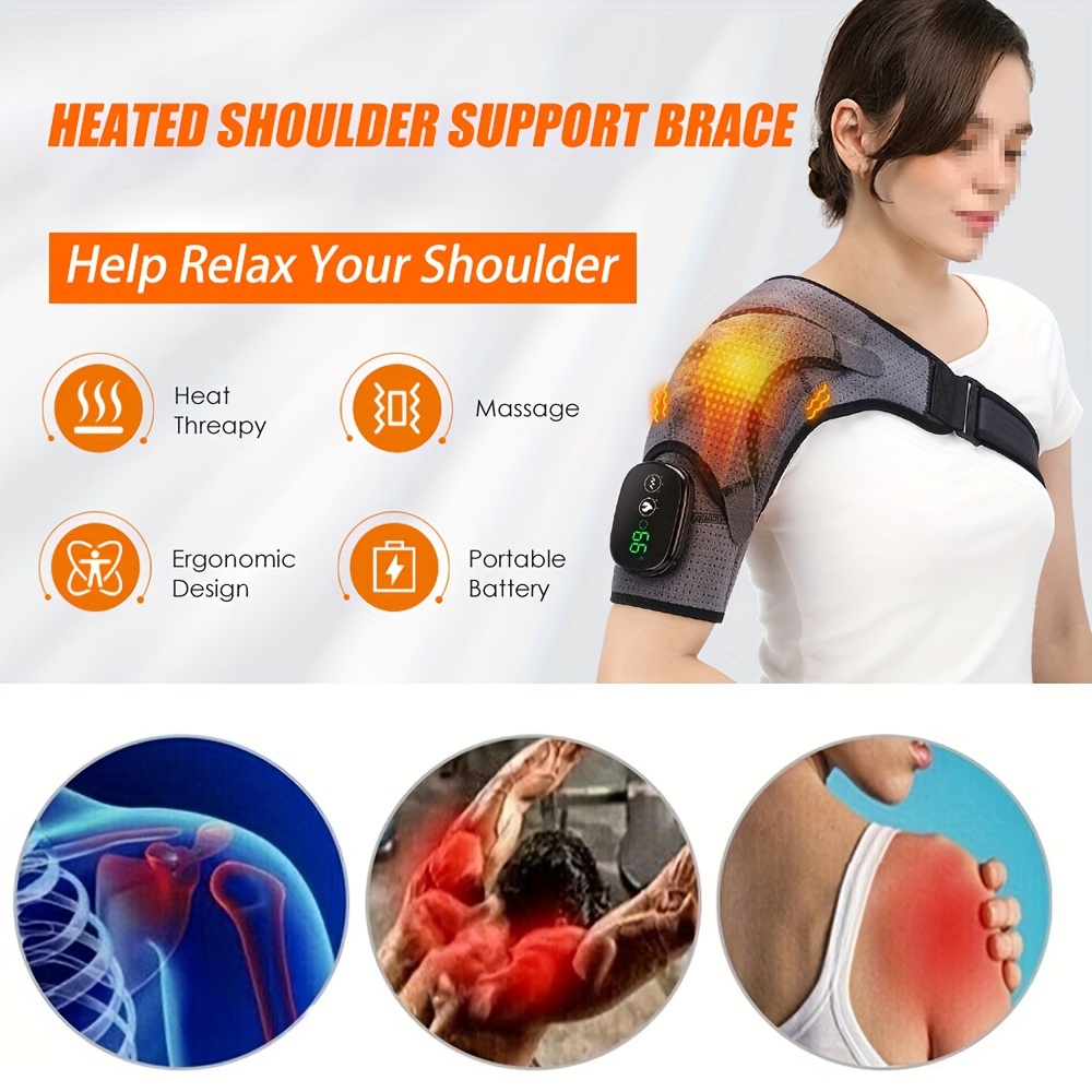 Heated Shoulder Brace Massage Rotator Cuff Supports Compression Wrap Sleeves AUS
