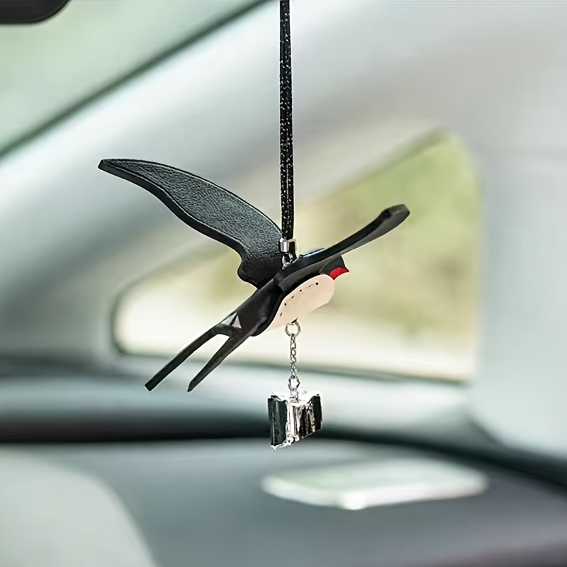 TEMU Swallow Car Pendant, Interior Hanging Ornament, Vehicle Hanging Decoration, Rearview Mirror Pendant, Pu Leather, Simple, Height 95mm