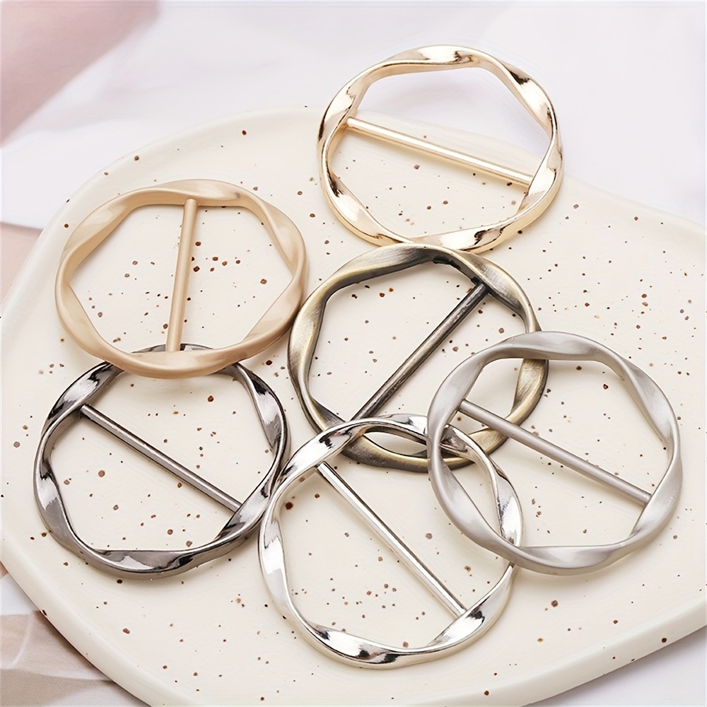 

5pcs Multifunctional Round Buckles, T-shirt And Clothing Accessories, Knotted Rings For Waist Cinching Scarf