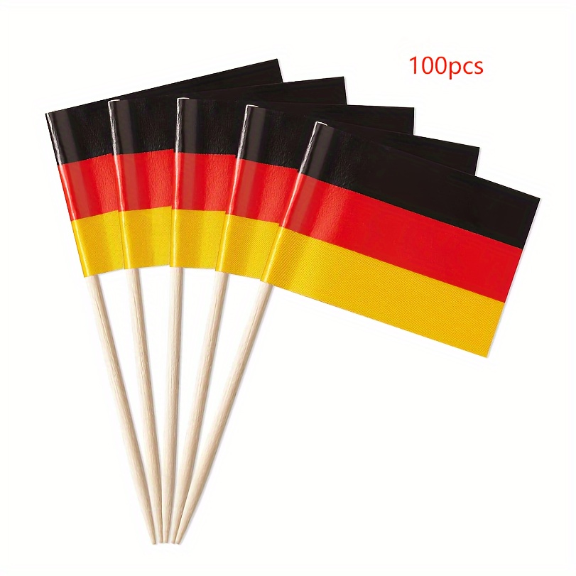 Image of 100pcs German Toothpick Flag, Tiger Cup Cake Party Party Buffet Food Label Plate Cheese Label Appetizer Flag Toothpick Special Event Decoration Birthday Thanksgiving Christmas Halloween Party Supplies