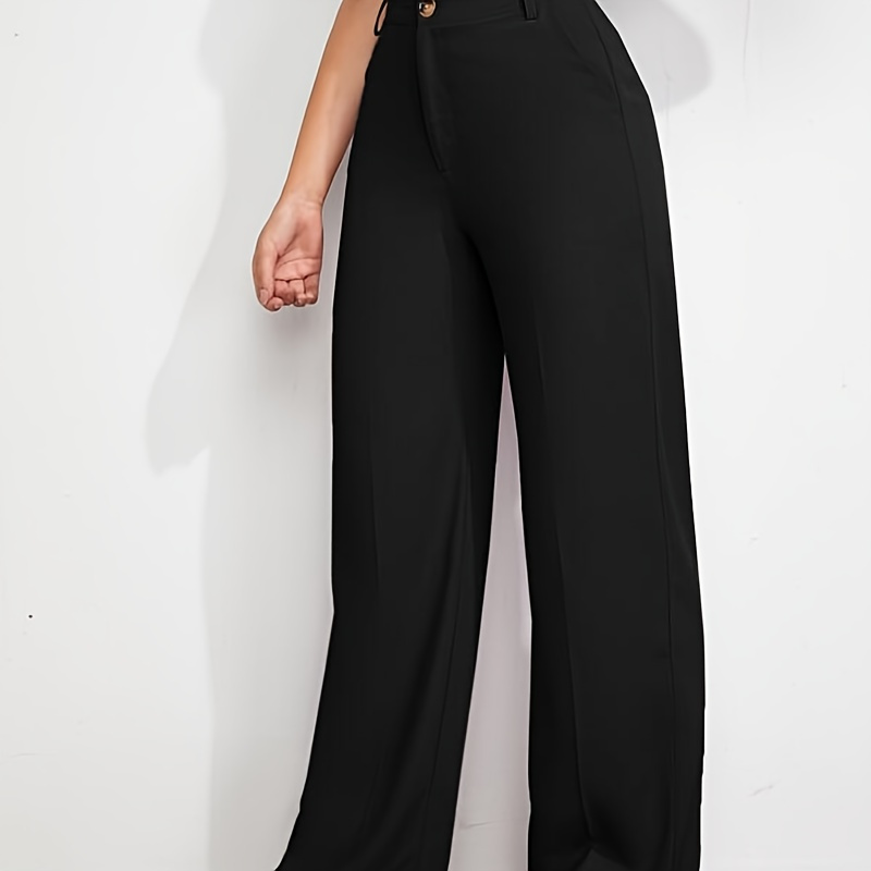 

Women's Black Wide Leg Loose High Waist Stretch Formal Pants
