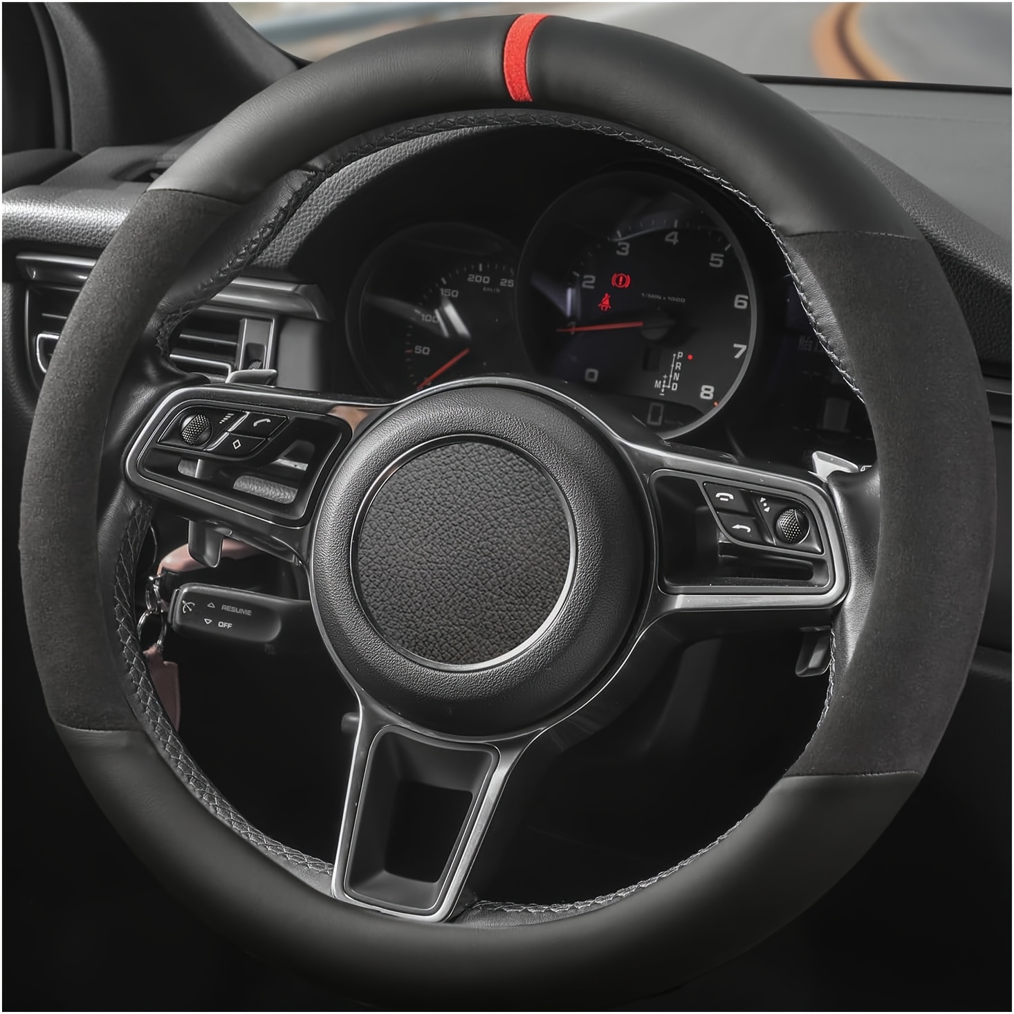 TEMU Pu Leather Steering Wheel Cover With Upgraded , Breathable, Anti-slip, Pu Leather Universal To 15 Inch Steering Wheel Cover (black With )